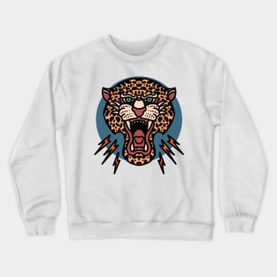 angry leopard tattoo Crewneck Sweatshirt